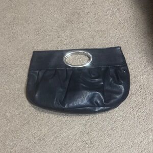 Chic Navy Clutch with Silver Handle